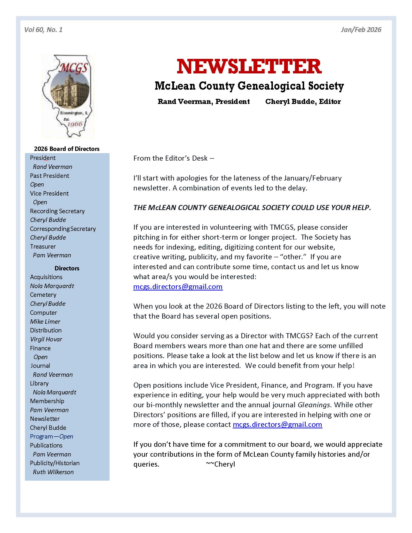 MCGS Newsltr Vol 57 No 6 Nov-Dec 2023 cover